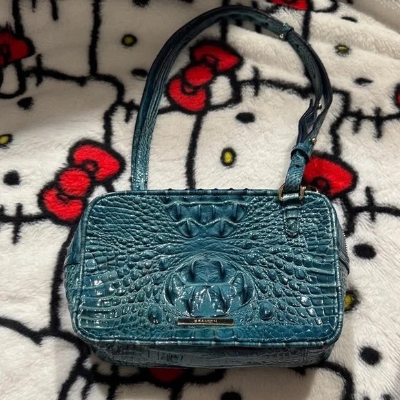 Brahmin Turquoise Embossed Shoulder Bag - Picture 1 of 7